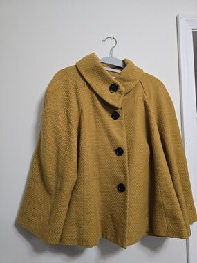 Mustard Yellow Button-Front Swing Coat
